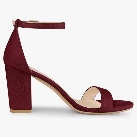Allegra K Shoes - Allegra K Burgundy Block Heel Sandals